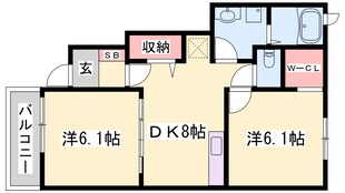 甘地駅 徒歩15分 1階の物件間取画像